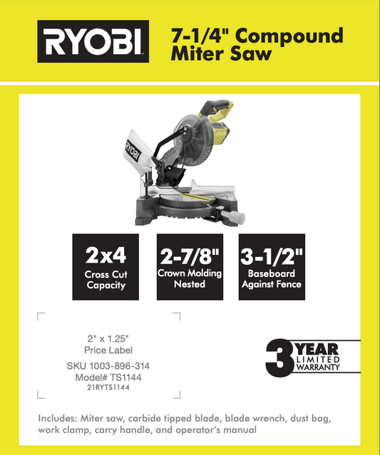 RYOBI 7-1/4" COMPOUND MITER SAW