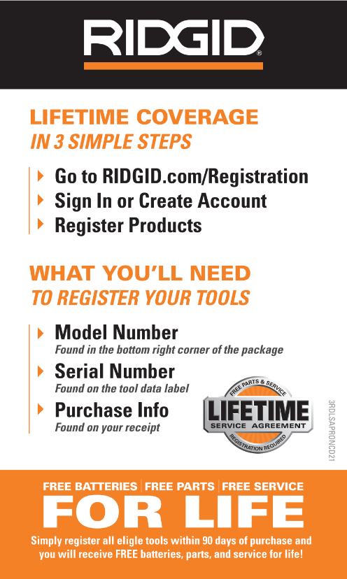 RIDGID APRON CARD