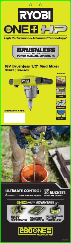 RYOBI ONE+ 18V MUD MIXER UBS