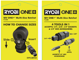 RYOBI ONE+ 18V RATCHET HANG TAG