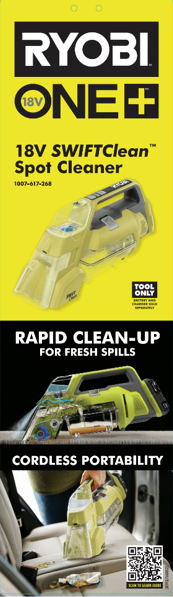 RYOBI ONE+ 18V SPOT CLEANER UBS Q1 2023