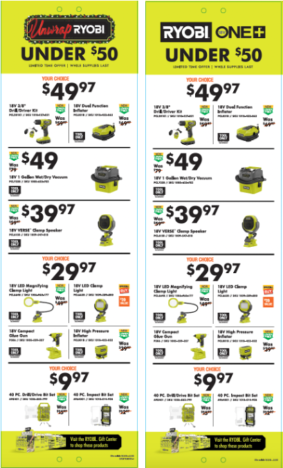 RYOBI Q4 UNDER 50 DOLLARS UBS 3 - Q4 PROMO