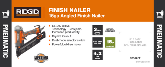 D25H RIDGID 15GA ANGLED FINISH NAILER