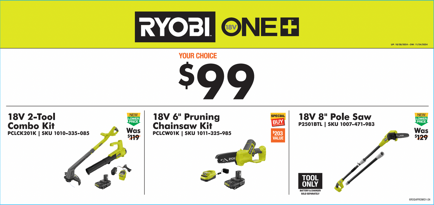 RYOBI 18V Bay 2 DOOR #2 OBS Q4 PROMO