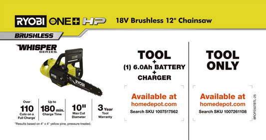 RYOBI 18V HP 12 CHAINSAW TL-ONLY
