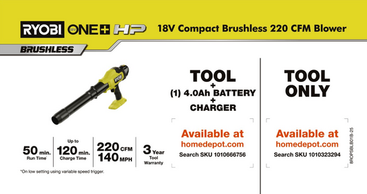 RYOBI 18V HP 220 CFM COMPACT BLOWER