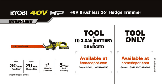 RYOBI 40V HP HEDGE TRIMMER KIT