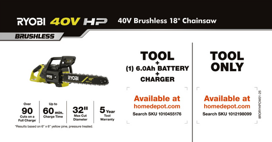 RYOBI 40V HP 18 CHAINSAW 2X4AH KIT