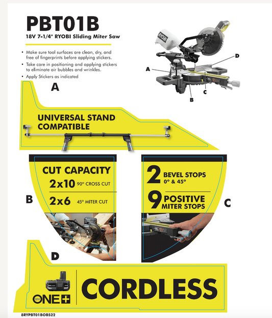 RYOBI  18V  7-1/4 IN. SLIDING CP MITER SAW