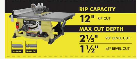 RYOBI 13 AMP 8-1/4 IN. TABLE SAW - OBS