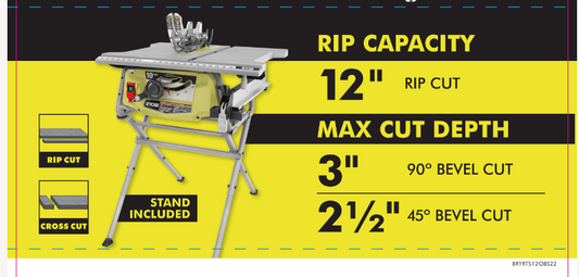 RYOBI 15 AMP 10 IN. TABLE SAW W FOLD STD