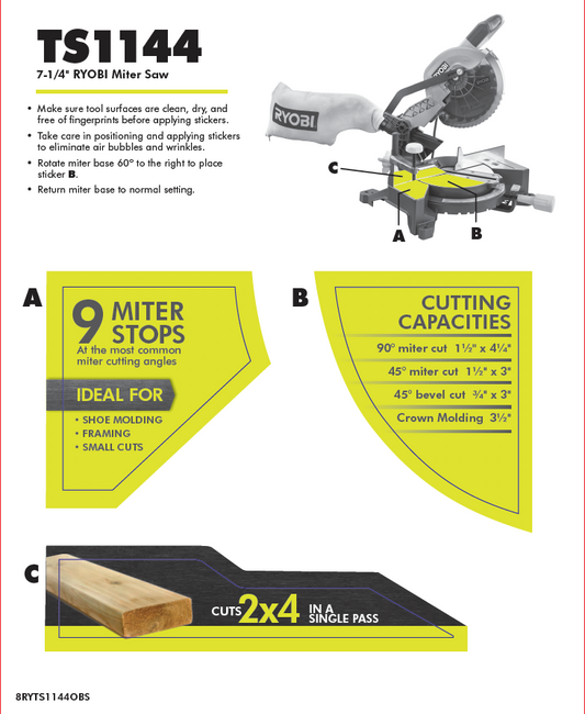 RYOBI 7-1/4 IN. CP MITER SAW  - OBS