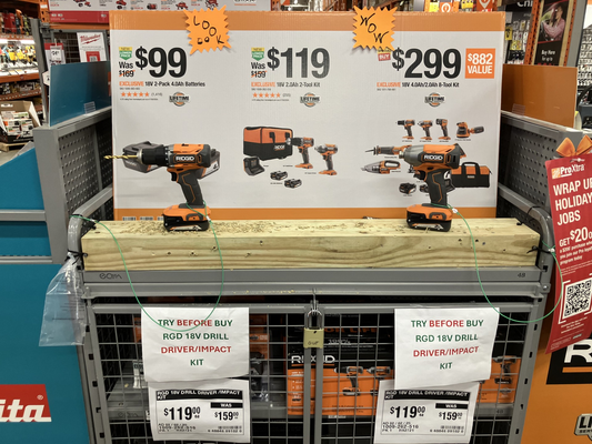 RIDGID 18V COMBO KIT DEMO STATION - STORE 941