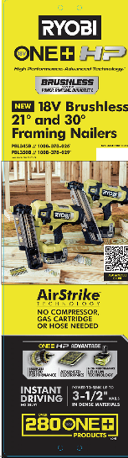 RYOBI 18V BRUSHLESS NAILER UBS Q1 2023