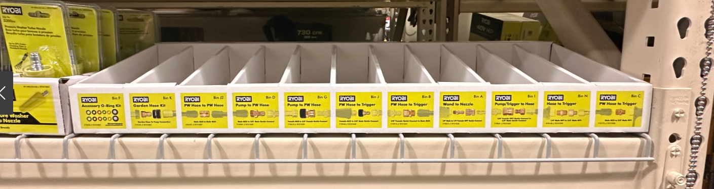 RYOBI PW Corrugate Coupler Bin
