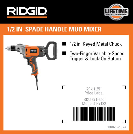 1/2 IN SPADE HANDLE MUD MIXER