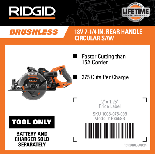 RIDGID Brushless Cordless 7-1/4 in. Rear Handle Circular Saw