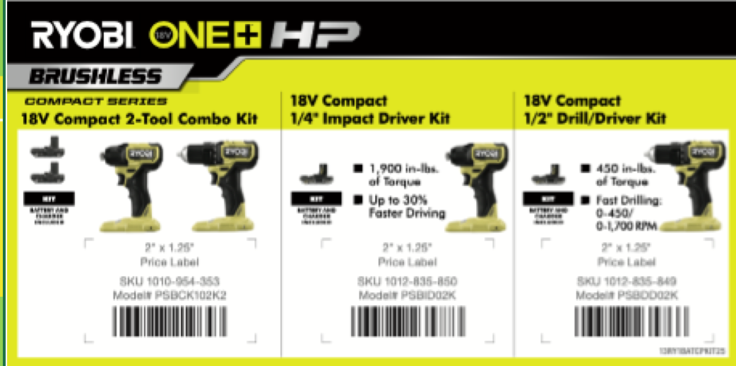 RYOBI ONE+ 18V HP CP DRILL/IMPACT (1) BATTERY TEST