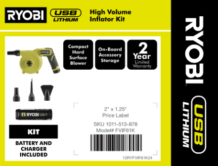 RYOBI USB LITHIUM HIGH Volume Inflator