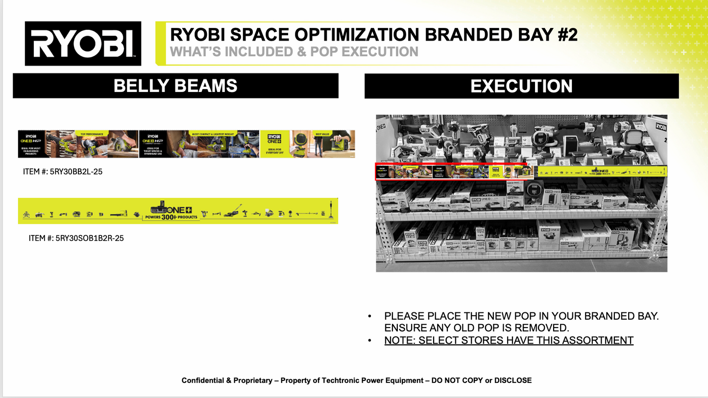 RYOBI BRANDED BAY SPACE OPTIMIZATION BELLY BEAM