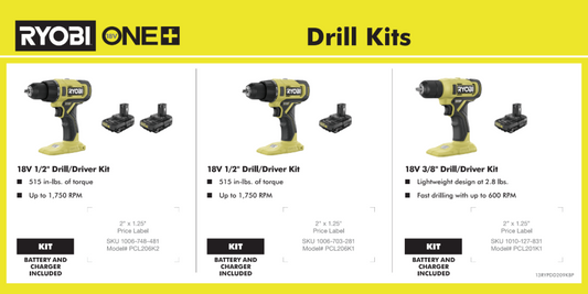 RYOBI ONE+ 18V IMPACT DRIVER 6X12 BATTERY PLATFORM