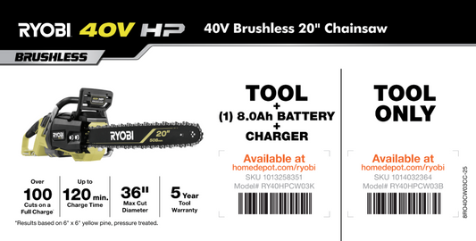 40V 20" Chainsaw Channel Card