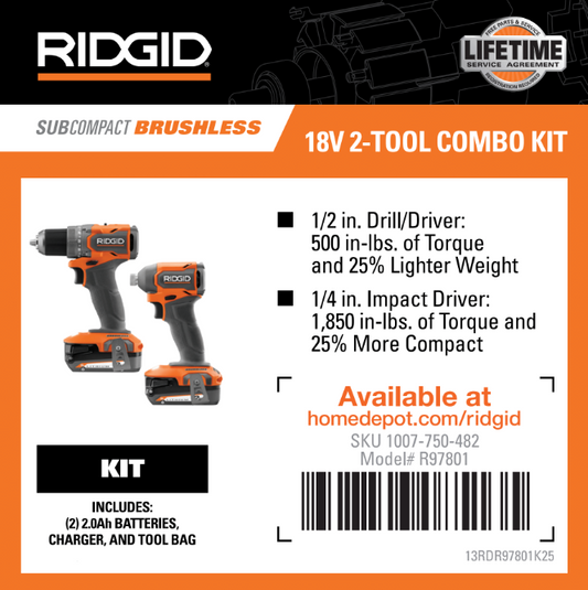 RIDGID 18V SUBC 2-Tool Combo Kit