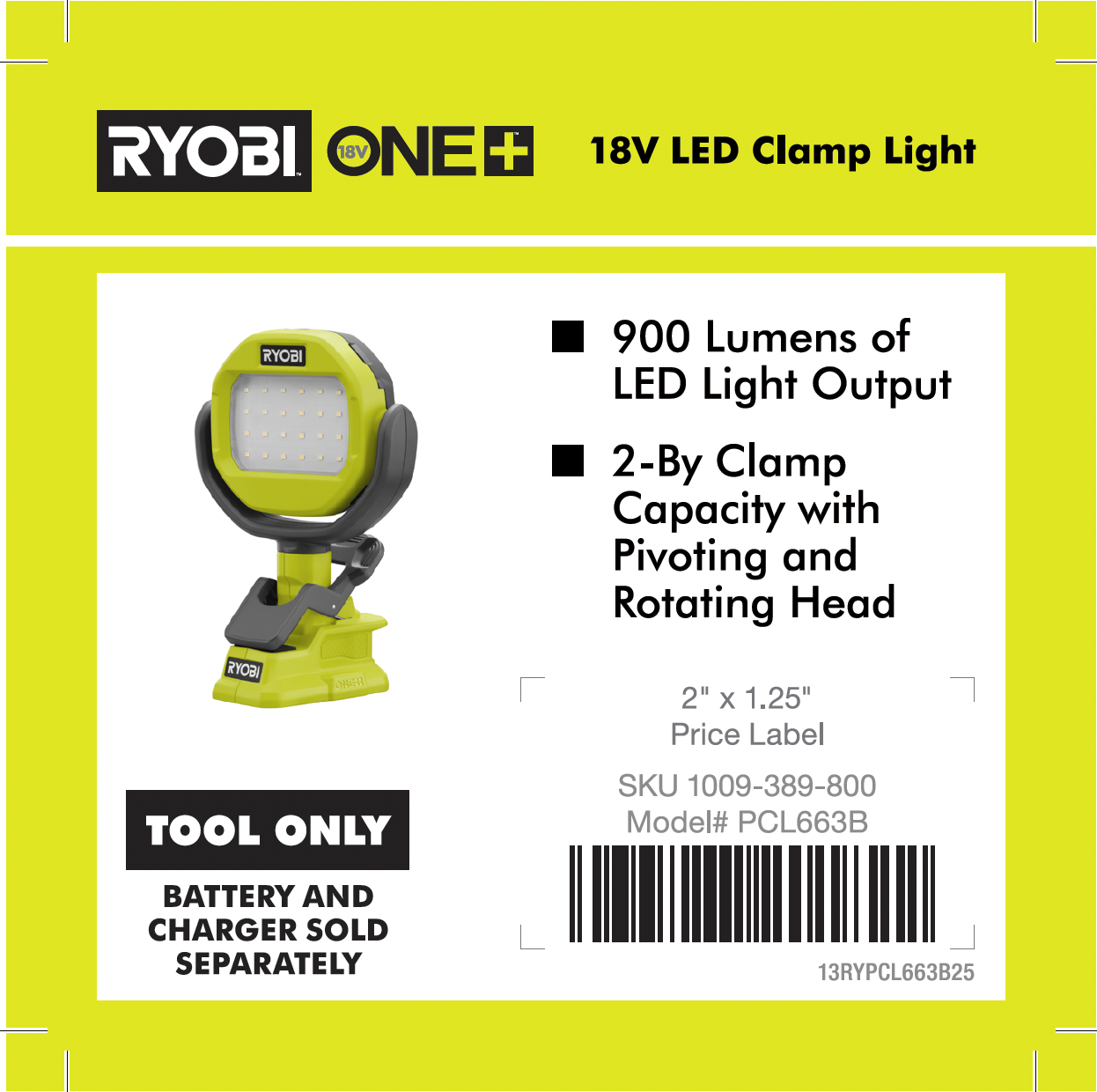 RYOBI ONE+ 18V LED Clamp Light