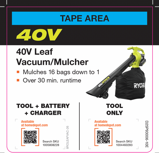 RYOBI 40V Leaf Vac Flag