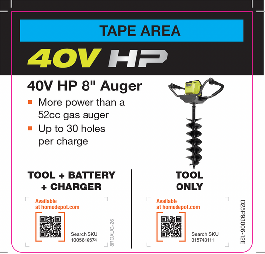 RYOBI 40V HP 8" Auger Flag
