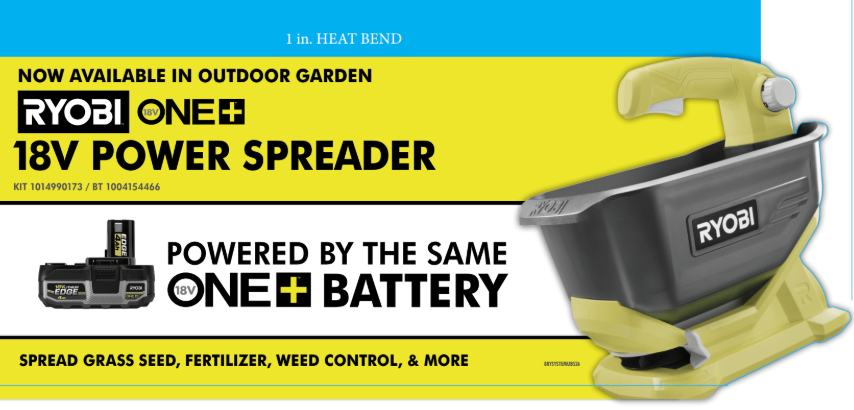 RYOBI 18V Power Spreader Hang Tag
