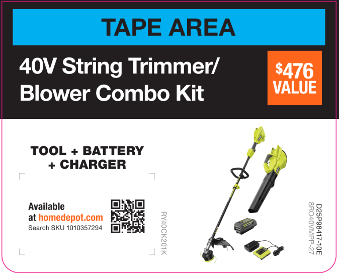 40V Trimmer/Blower Kit Lug on