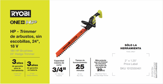 18V HP 24" Hedge Trimmer Channel Card - PR