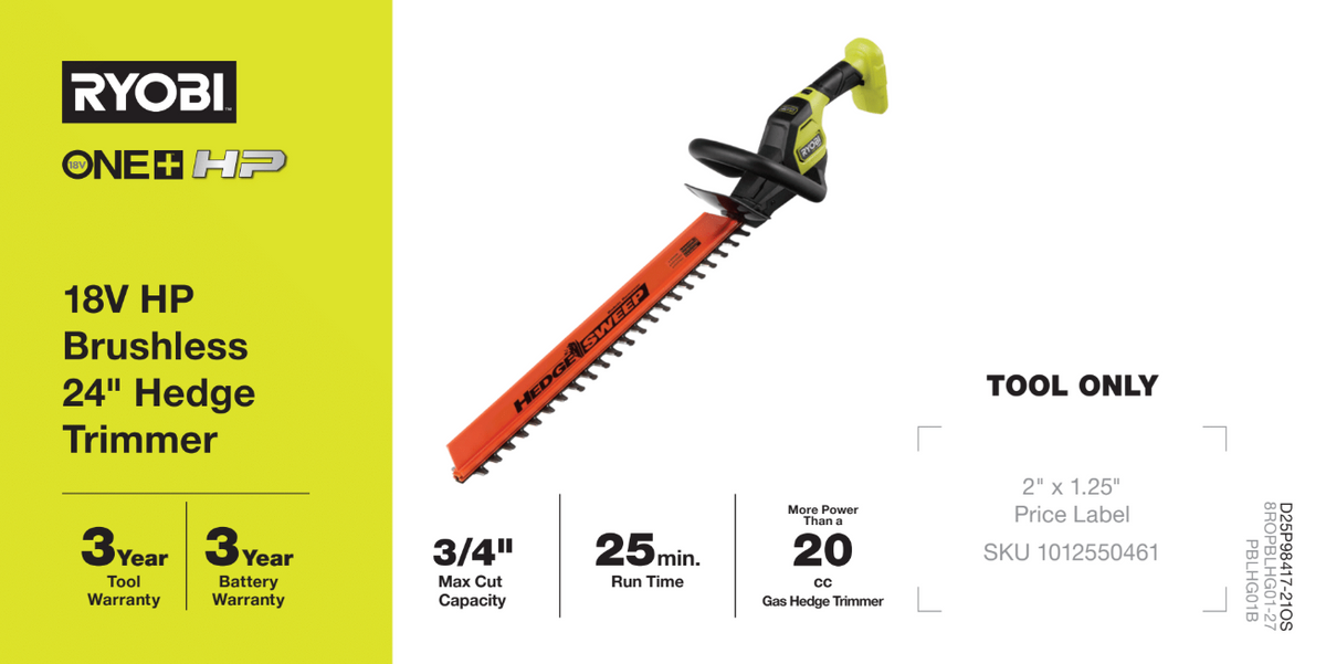 18V HP 24" Hedge Trimmer Channel Card - Offshore