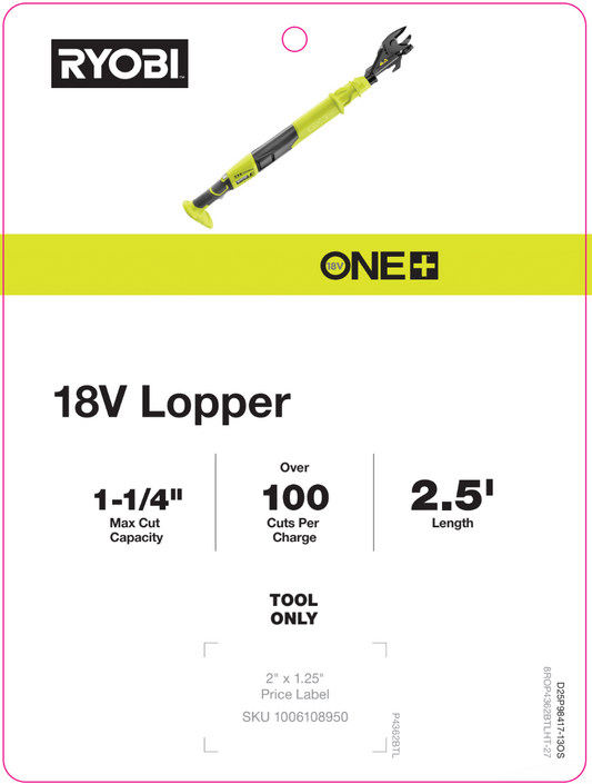 18V Lopper Hang Tag - Offshore