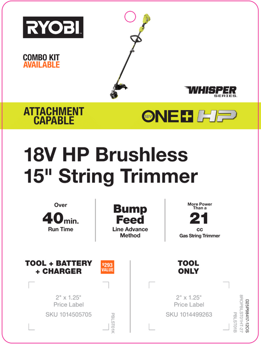 18V HP 15" String Trimmer Hang Tag - Offshore