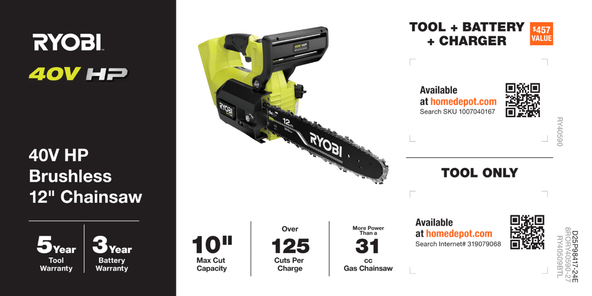 40V HP 12" Chainsaw Channel Card