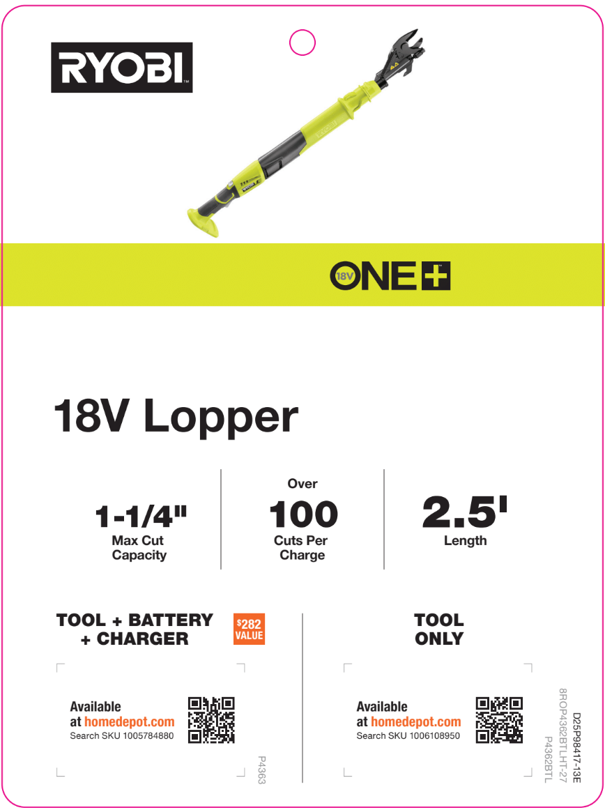 18V Lopper Hang Tag