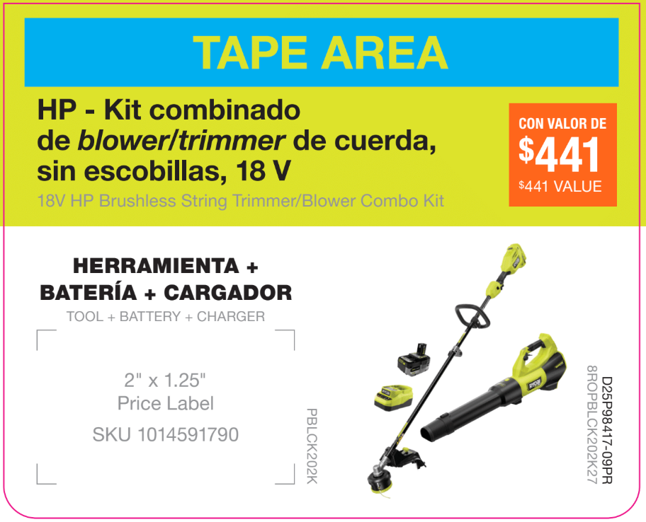 18V HP Trimmer/Blower Kit Lug on - PR