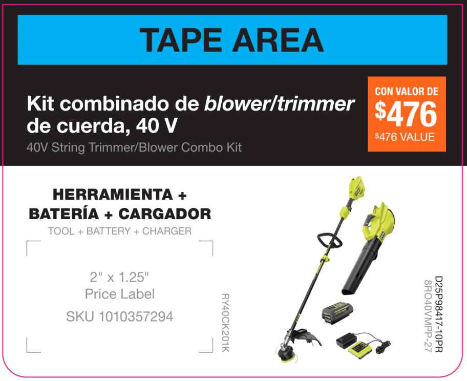 40V Trimmer/Blower Kit Lug on - PR