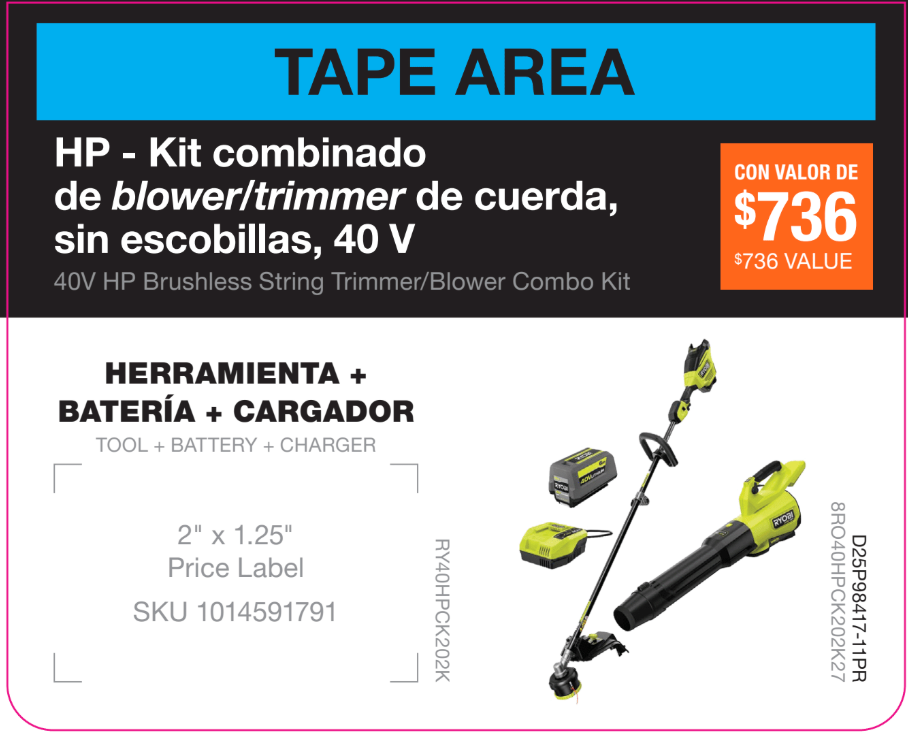 40V HP Trimmer/Blower Kit Lug on - PR