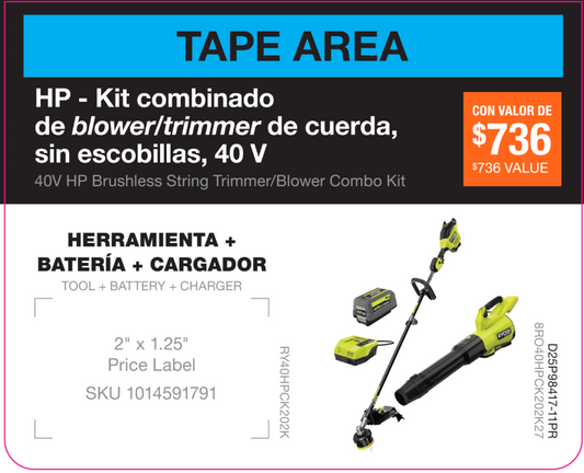 40V HP Trimmer/Blower Kit Lug on - PR