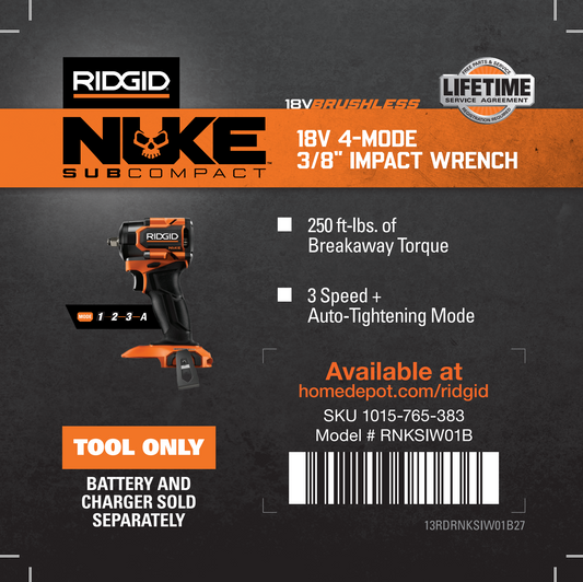 RIDGID NUKE 4-MODE 3/8" IMPACT WRENCH