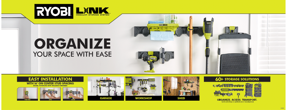RYOBI LINK GEN. II WALL STORAGE COMBO BAY SWEEP